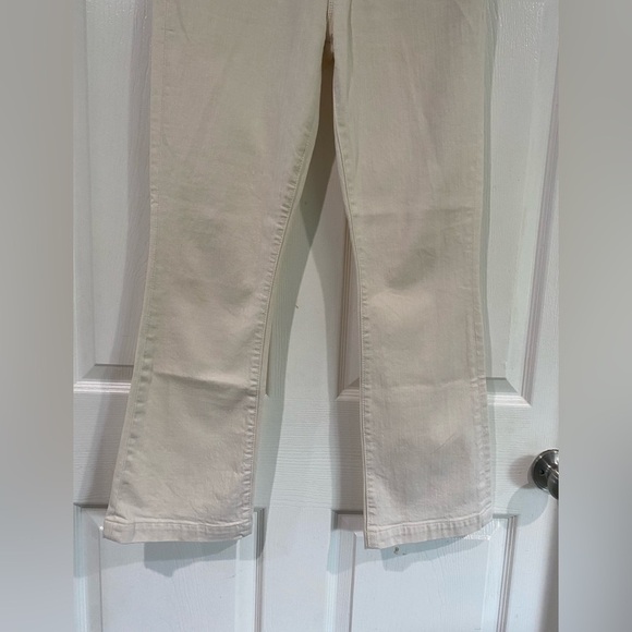 Mother The Hustler Patch Pocket Flood Jeans Cream High Rise Bootcut Size 25 - Picture 5 of 16